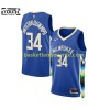 Maillot Basket Milwaukee Bucks Giannis Antetokounmpo 34 Nike City Edition 2022-2023 Bleu Swingman - Enfant